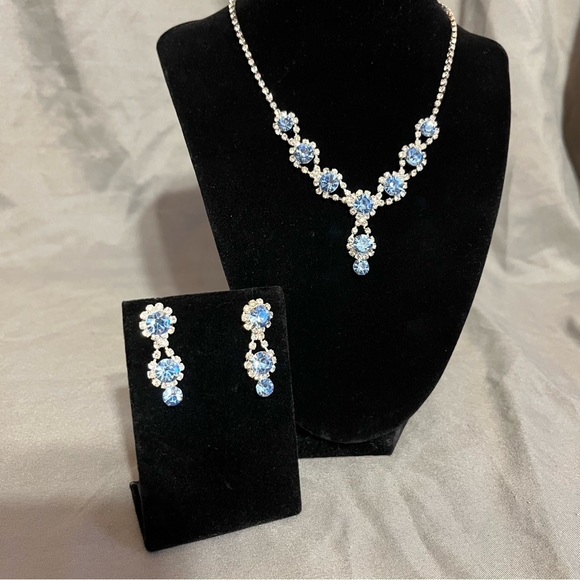 Prom/Special Occasion Necklace and Earrings, Light Blue - Picture 4 of 13